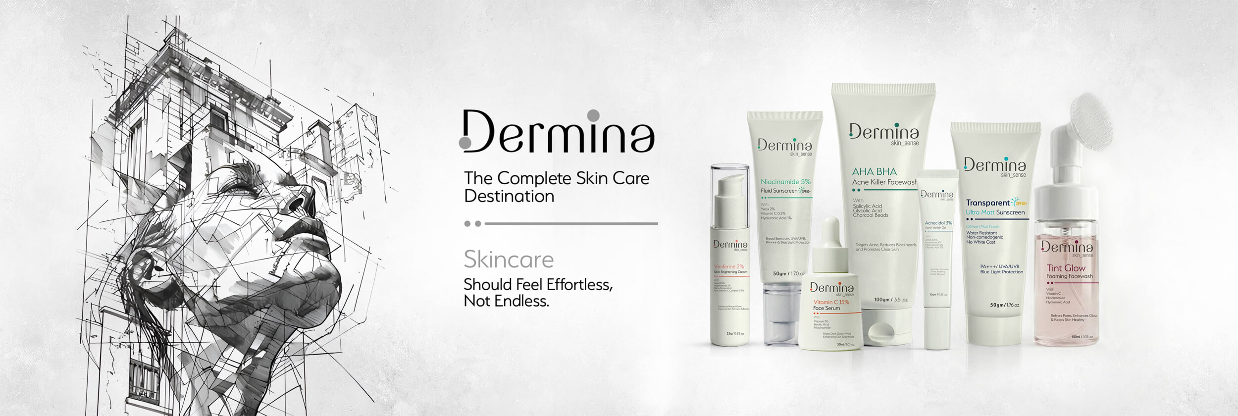 Dermina skincare promotional banner